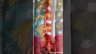 Tissue buta kanchi border with work blouse❤️🌟#bestquality #latestsareecollection #newcollectionsaree