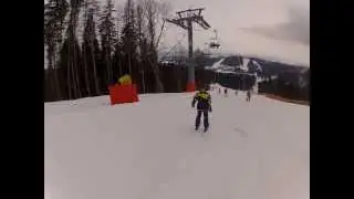 Горные лыжи. Без тормозов, нет падений.Go Pro4
