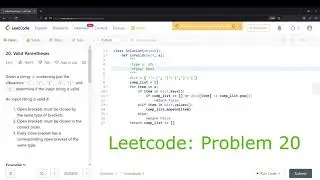 Leetcode problem 20: Valid Parentheses
