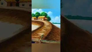 Beautiful village scenery painting