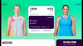 Swiatek Vs Keys | WTA Finals Riyadh 2025 LIVE Serena Williams Group | Live Score & Match Updates