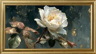 🌸 Golden Ivory Rose in 4K | 2-Hour Luxury Floral Oil Painting Screensaver | Samsung Frame TV Art