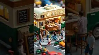 Tiny Camper Coffee Shop in a Miniature City ☕🚐 | 8K Macro