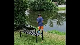 Little boy catches the POND MONSTER! Insane 8 minute fight!