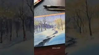 Winter Serenity in Watercolor | Peaceful Snowy Landscape Painting   #winter #winterlandscape