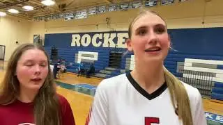 Cedar RIdge volleyball&rsquo;s Emory Williams, Annamarie Perel and Dani Solomon discuss win at Person
