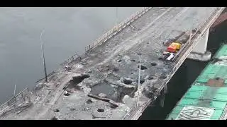 Ukraine - 12.11.2022. Drone View Of The Destroyed Antonovsky Bridge In Kherson Oblast.