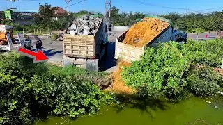 Nicely Start New Project Landfill!! Transforming a Landfill 5 Ton Dumping & Dozer in Action!