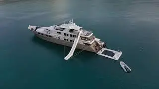 Fun for all the family with the FunAir Yacht Slide and Beach Club Sea Pool on superyacht Loon