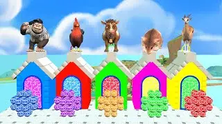 Long Slide Game With Cow Antelope Gorilla Chicken Hamster 3d Animal Game Funny 3d Animals