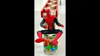 Marble Run ASMR☆HABA Rattling Slope, Spider-man glass with water #shorts #marblerun @marblerunone