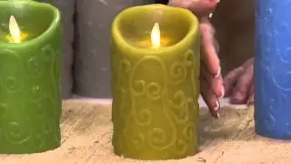 Luminara Scroll Embossed Flameless Candle w/ Timer on QVC