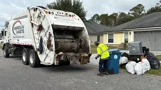 Meridian Waste McNeilus Rear Loader Garbage Truck on Post Christmas Trash