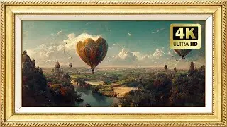 Romantic Heart Hot Air Balloon Scenery | 4K Ultra HD Luxury Wall Art