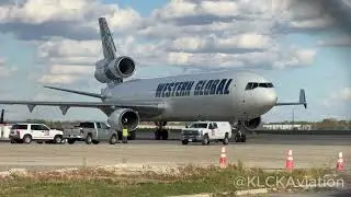 N804SN Western Global Airlines MD-11F Landing + Parking at KLCK! (Raw Video)