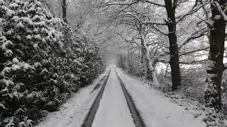 Beautiful forest road of Finland in winter