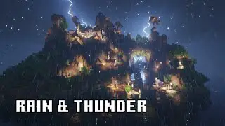 rain & thunder sleep ambience at a minecraft mountain village