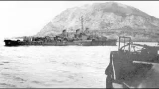 US destroyer providing fire support for Marines on Iwo Jima - Combat footage