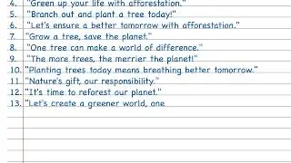 Top 20 Lines On Afforestation | Best Slogans On Afforestation