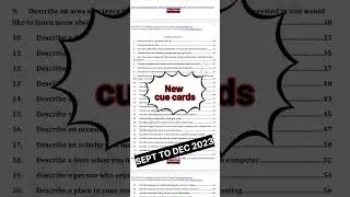 IELTS SPEAKING//SEPT TO DEC 2023//NEW CUE CARDS #ielts #ytshorts #viralshorts #shorts