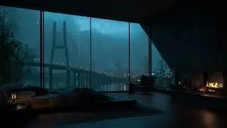 Cozy City Bedroom with Fireplace and Relaxing Rain Sounds - Deep Sleep Ambience