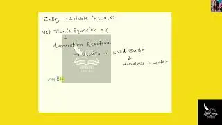 The compound zinc bromide, ZnBr2 is soluble in water. Write the net ionic equation for the dissocia
