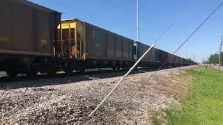 CN 3166 and CN 3056 leads empty coal train w/ CN 2925 as rear DPU