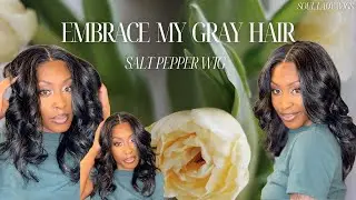 The first time trying a dark salt and pepper gray human hair wig! The perfect gift for Mother's Day!