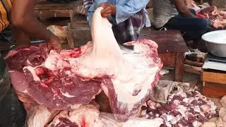 Fantastic beef cutting market, fast meat cutting butcher, Good selling shop