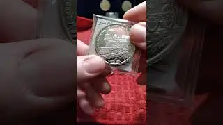 Steam Engine design on a 1 Oz silver round.