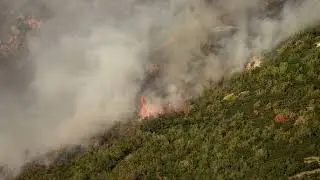 Stock Video - Wildfire burning on the mountain in Provo, Utah