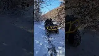 Nature with snow is a delight when visited by motorbike ATV CanAm 1000 CFmoto 1000