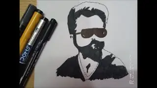 How to draw Actor Suriya using stencil Method | Farzana colour crafts