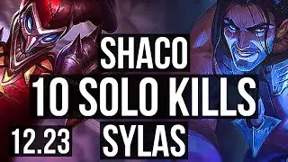 SHACO vs SYLAS (JNG) | 10 solo kills, 1.5M mastery, 800+ games, 22/4/6 | EUW Master | 12.23
