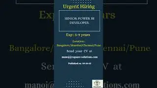 Sr. Power BI developer#developers #powerbi  #service #pune #hyderabad #bangalore #chennai #education