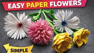 Easy Paper Flower Making | Simple Craft Ideas for Kids & Beginners | pc craft world 