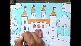🏰 Easy Castle Drawing for Kids | Step by Step Drawing |#drawing #art #shorts #india