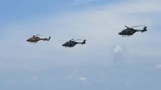 HAL Helicopters flyby at DEFEXPO 2018