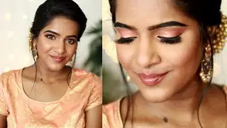 Diwali Makeup Tutorial 2020#Look4-Semi Glowy Peachy Golden Glam-Indian Festive Makeup Look -Tamil