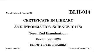 IGNOU CLIS BLII-014 Answer key Dec 2020 exam Part-2