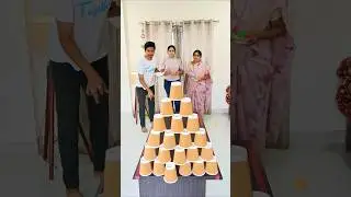 Knock down the Tower challenge! #shorts #homegameverse #partygames #kittypartygames #viral