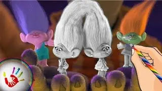 Trolls Satin and Chenille Dancing Coloring Pages - Coloring Book Video For Kids