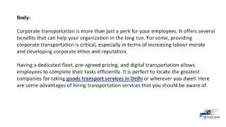 5 Fantastic Advantages of Transportation Services You Should Be Aware of