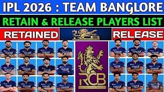 IPL 2026 | Royal Challengers Bangaluru Team Retain & Release Players List IRCB Retain & Release 2026