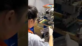 curved screen printing machine prints glass bottles #factory #screenprintingmachine