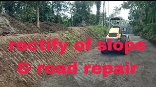 rectify of slope,  road repair and compaction @KatieOnTheRoad #excavators #compactor