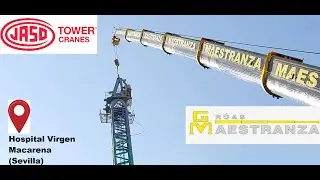 Montaje de Gr&uacute;a Torre JASO J5010 con FAUN ATF 220 G5 en el Hospital Virgen Macarena de Sevilla