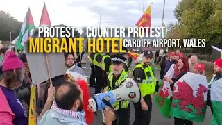 Anger Erupts | Protest Outside Migrant Hotel | Protesters + Counter Protesters Clash | RHOOSE, WALES