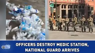 Officers caught destroying a medic station in Asheville protest