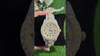 🔥 Luxury Two-Tone Moissanite Watch | Full Iced Out Arabic Dial ✨ Bust Down Timepiece